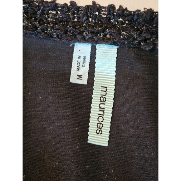 Maurices black sequins sheer lined panel long sleeve sweater Medium - Picture 7 of 9